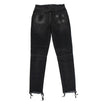 Cotton Frayed Tapered Jeans Pants - Black