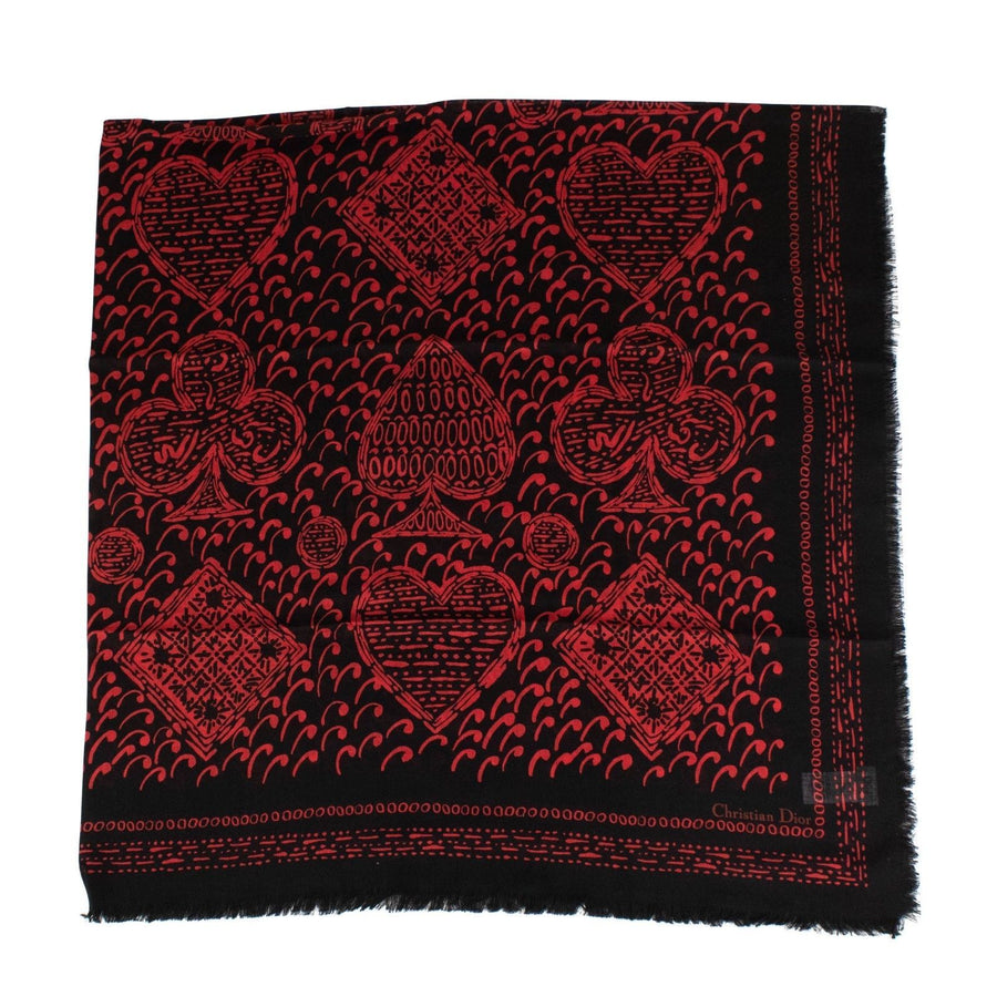 Paisley Cards Cashmere-Silk Scarf - Red / Black