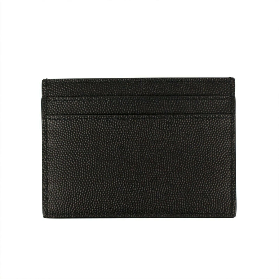 YSL Leather Grain De Poudre Matt Card Case - Black