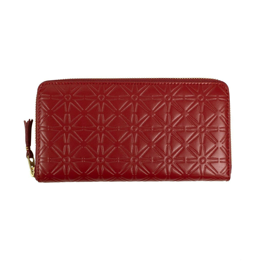 Leather Star Embossed Wallet - Red