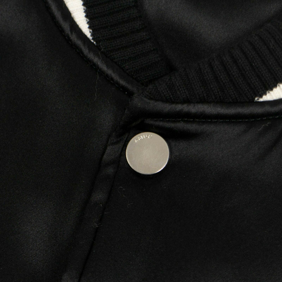 Silk Baseball Bomber Jacket - Black