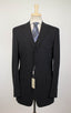 Drop 7 Striped Wool 3 Button 3 Piece Suit - Black