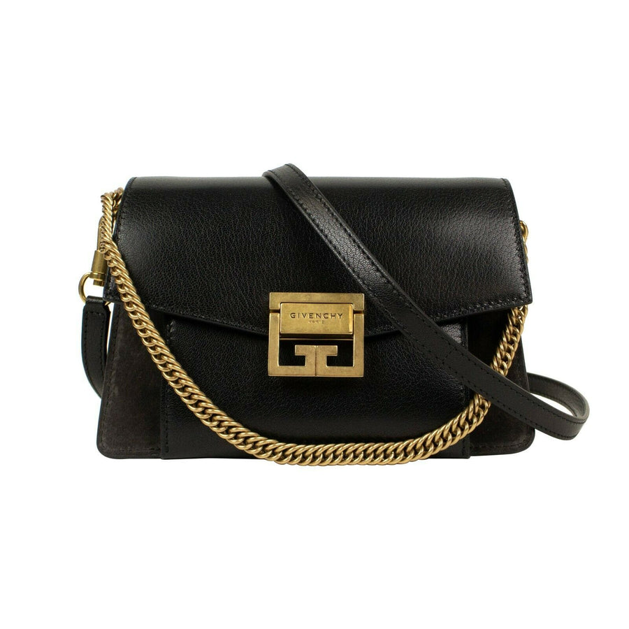 Leather And Suede Two-Toned 'GV3' Small Crossbody Bag - Black