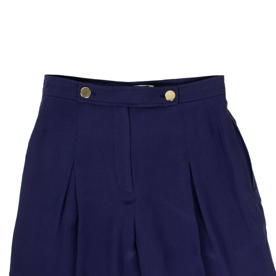 Silk Mid Rise Flare Pants - Cobalt Blue