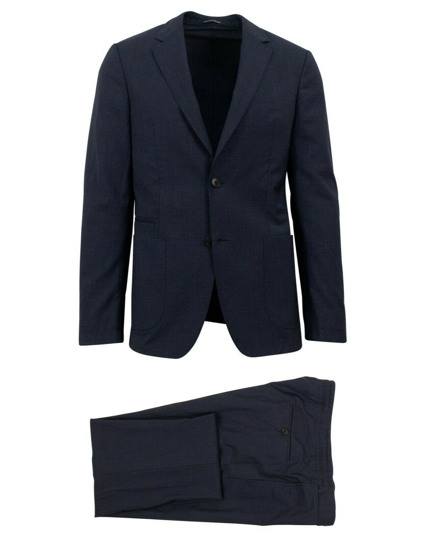 Check Wool Two Button Suit - Blue