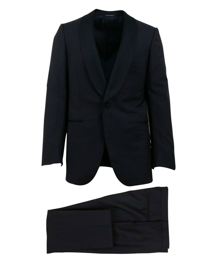 Wool Blend One Button Tuxedo - Blue