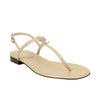 Logo Leather Thongs Sandals - Beige