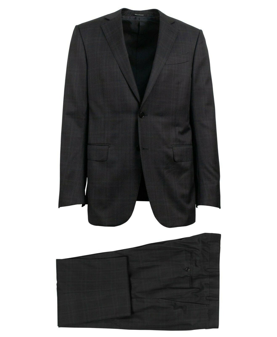 Plaid Wool Suit - Dark Gray