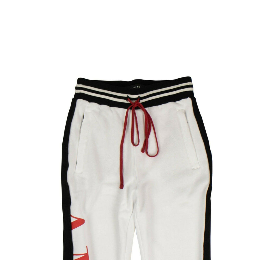 Stripe Logo Cotton Sweatpants - White / Black