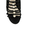 Suede Open Toe Pearl Sandals Pumps - Black