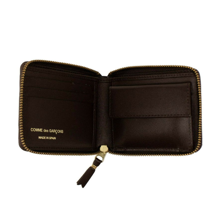 Leather Clover Embossed Small Wallet - Brown