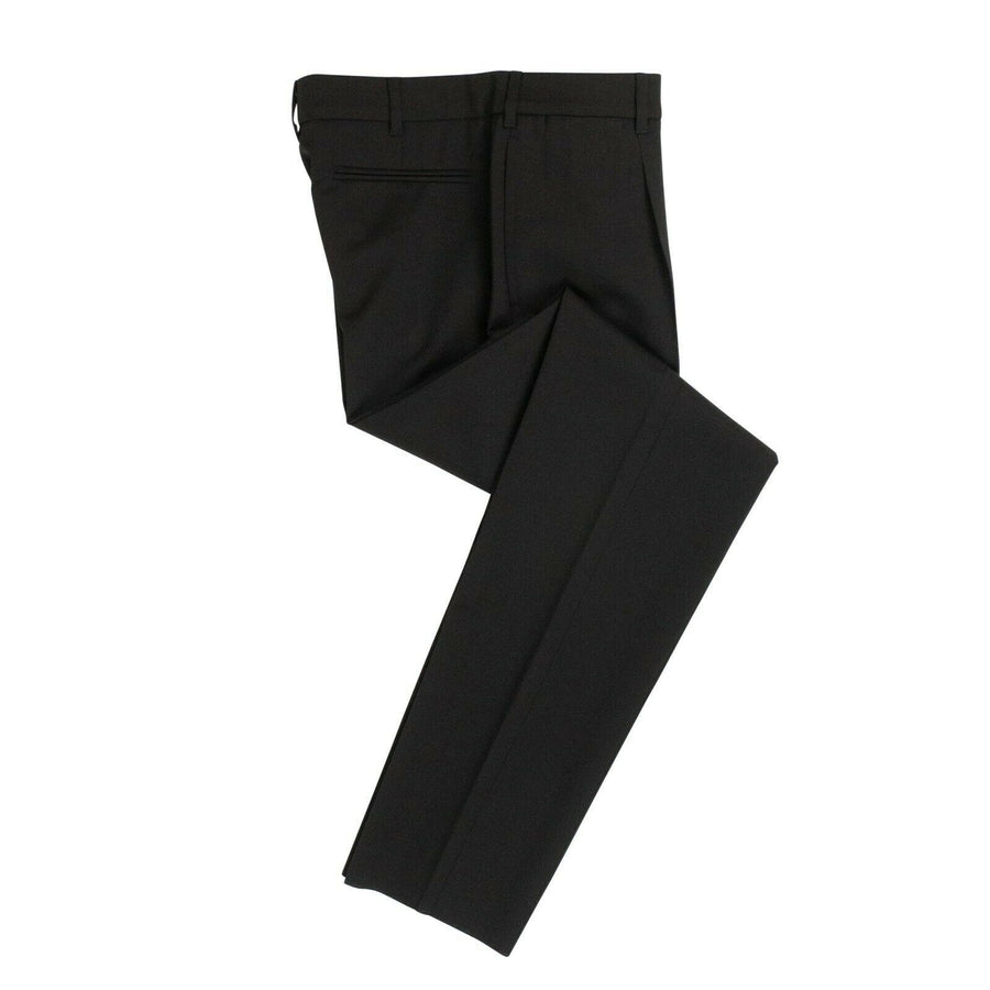 Wool Blend Pleated Front Pants - Black