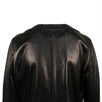 Embroidered Leather Zip Up Jacket - Black