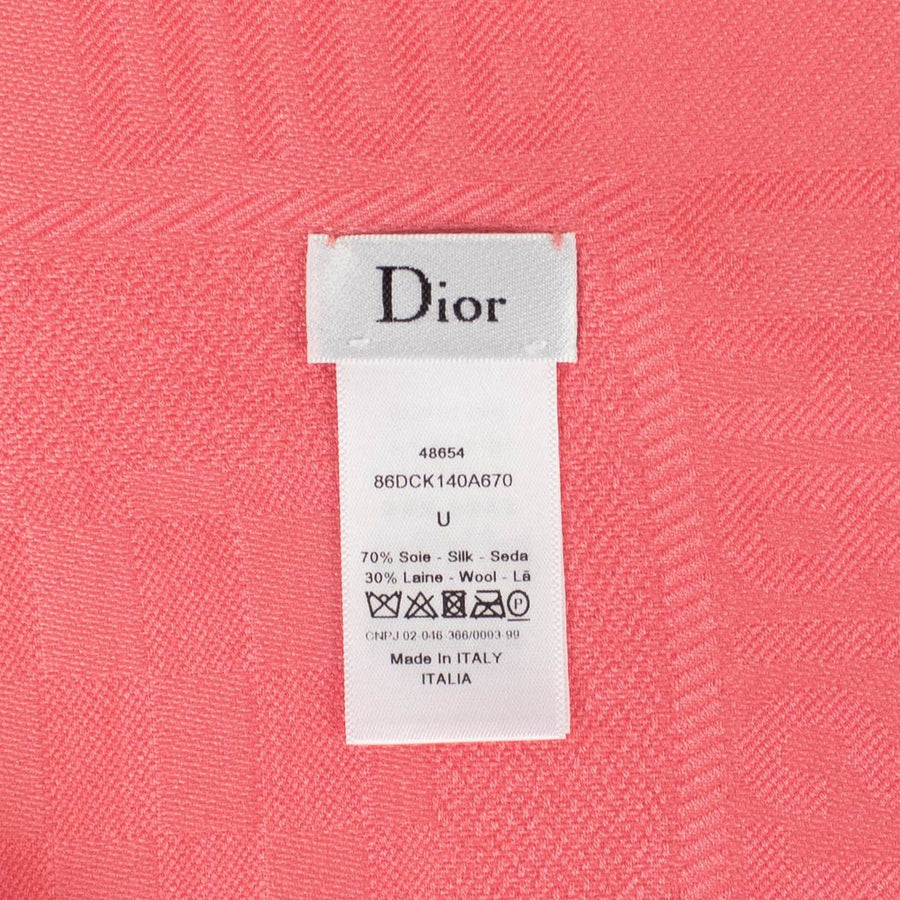 D-Check Silk-Wool Scarf - Pink