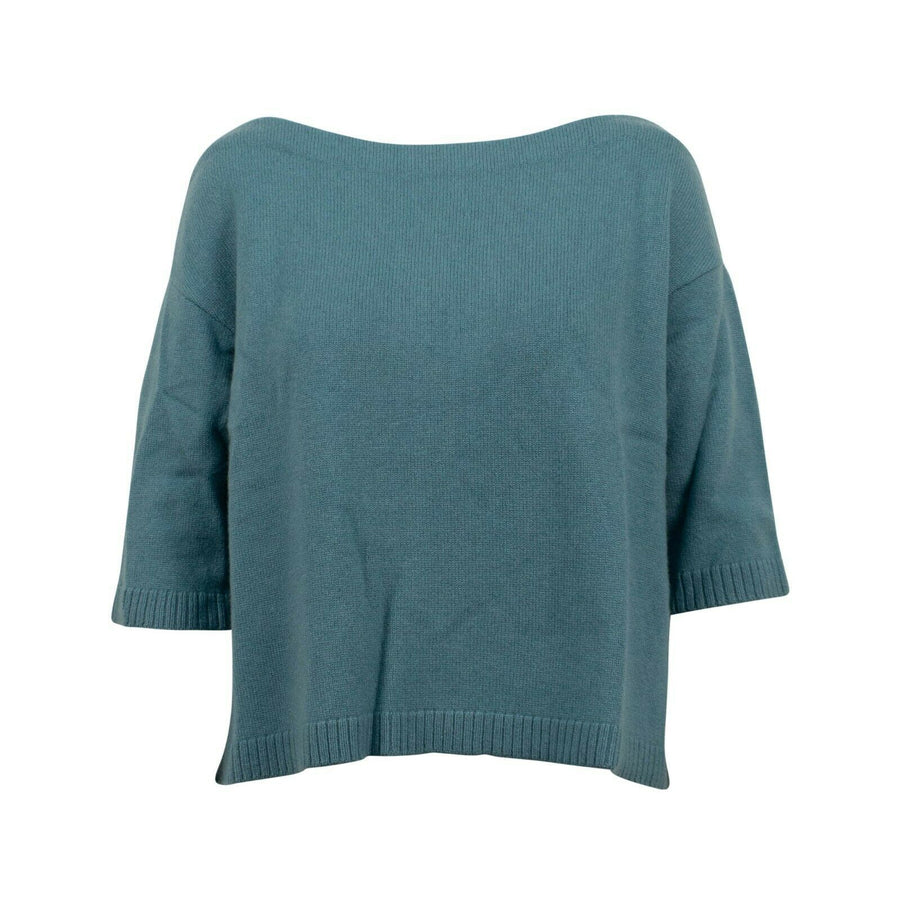 Loose Fit Cashmere Crop Sweater Top - Teal