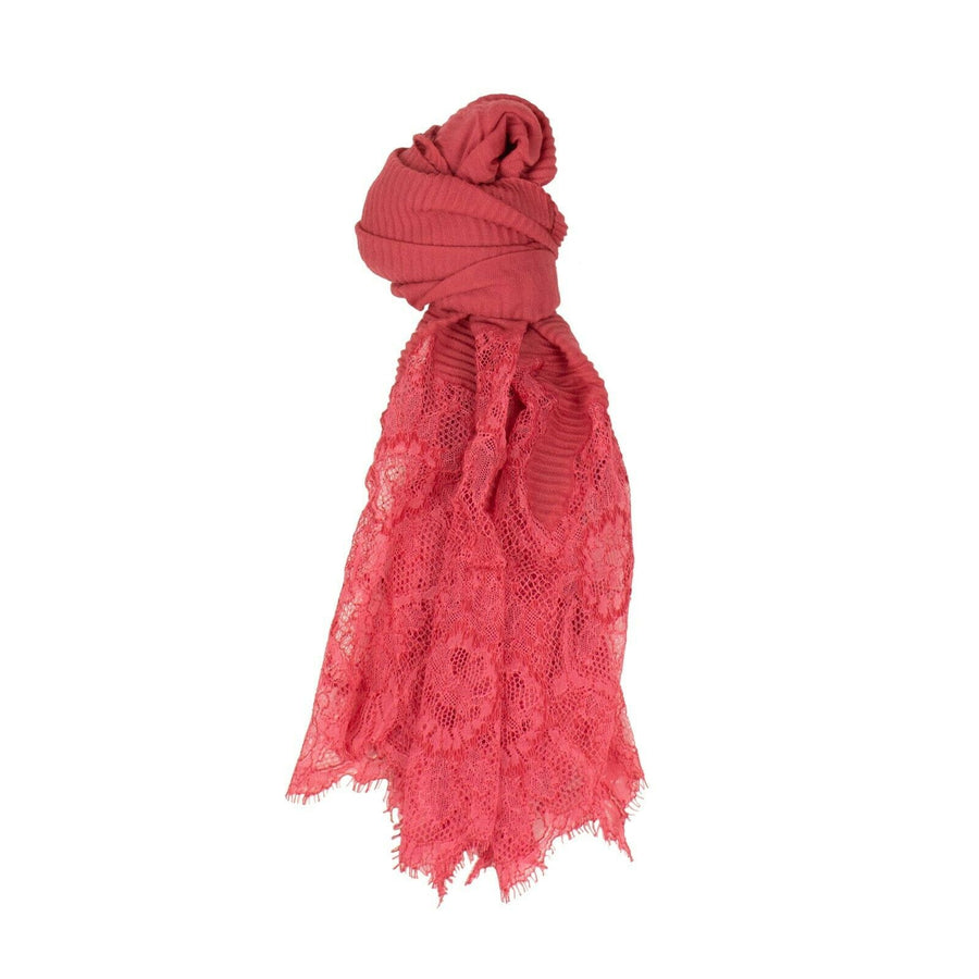 Cashmere Floral Lace Detail Scarf - Pink