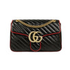 Quilted GG Marmont Chevron Leather Medium Shoulder Bag - -Black / Red