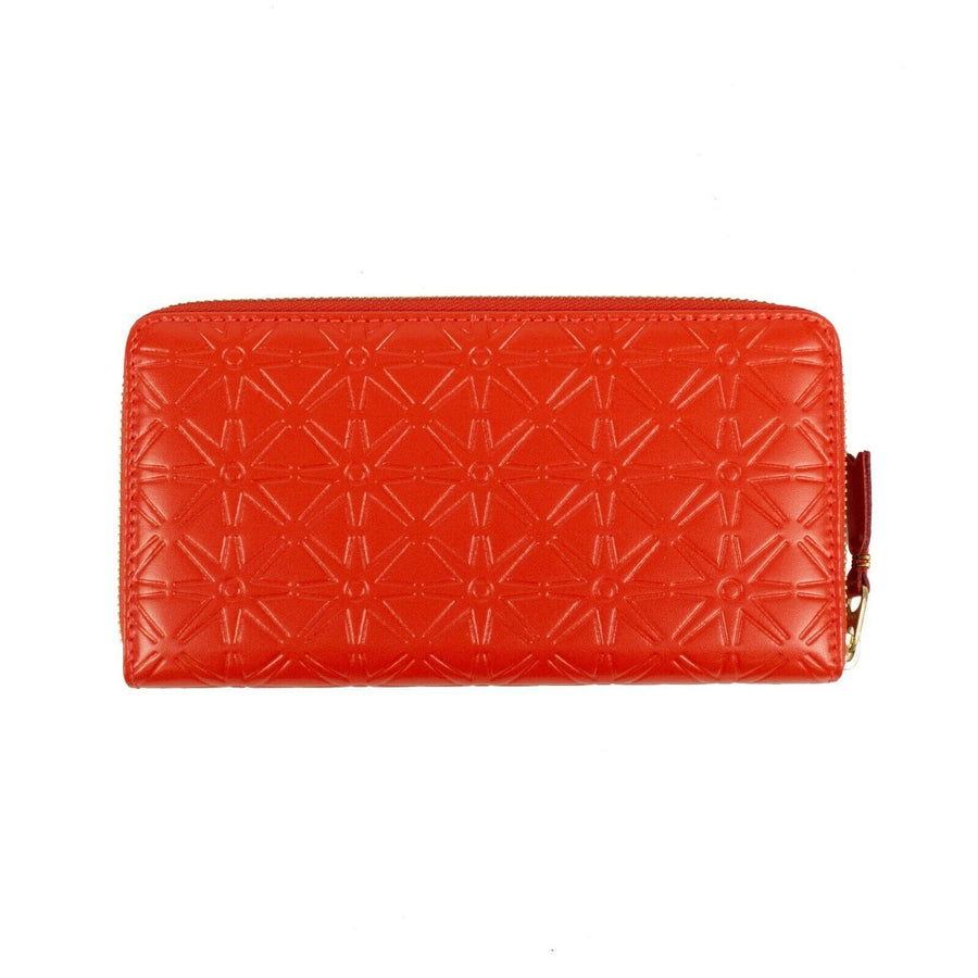 Leather Geometric Embossed Wallet - Orange