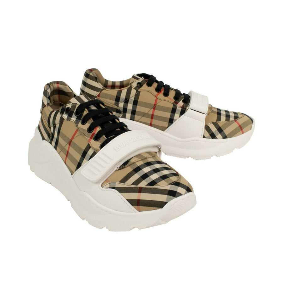 Cotton Vintage Check Embossed Sneakers - Beige