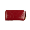 Leather Mini Wallet Clover Embossed Coin Purse - Red