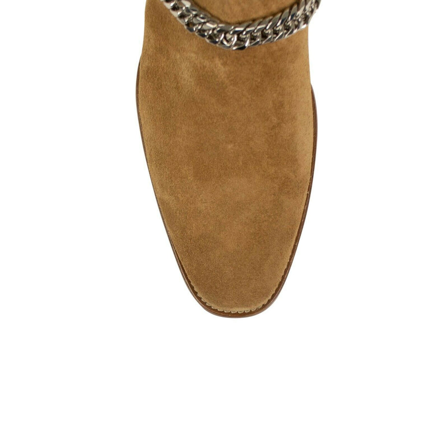 Suede Bandana Strap Buckle Ankle Boot - Tan