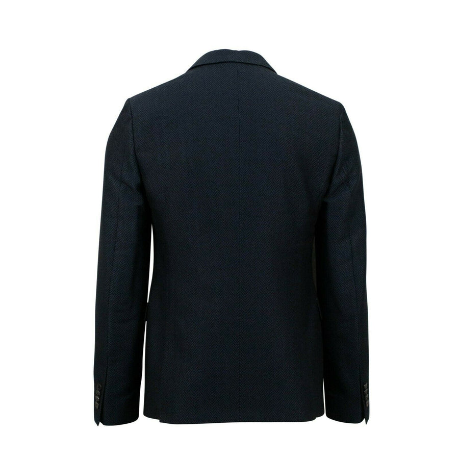 Herringbone 2 Button Wool Blend Suit - Navy Blue