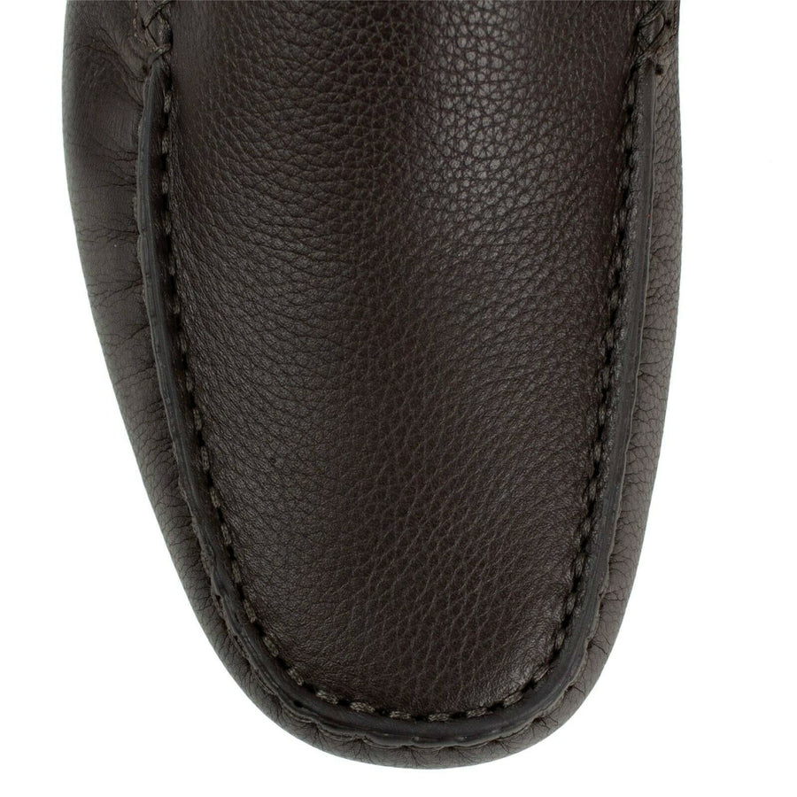 Men's Leather Web Detail Loafers - Brown