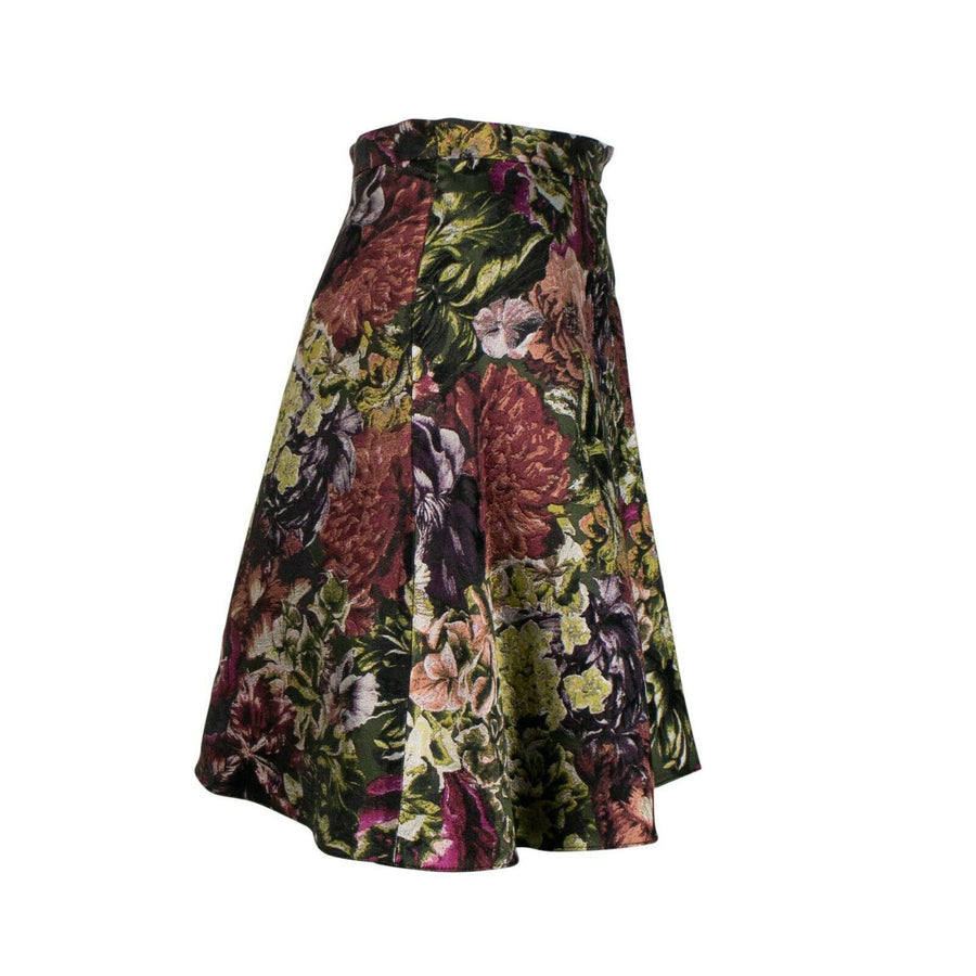 Floral Print Silk Blend Skater Skirt - Multi