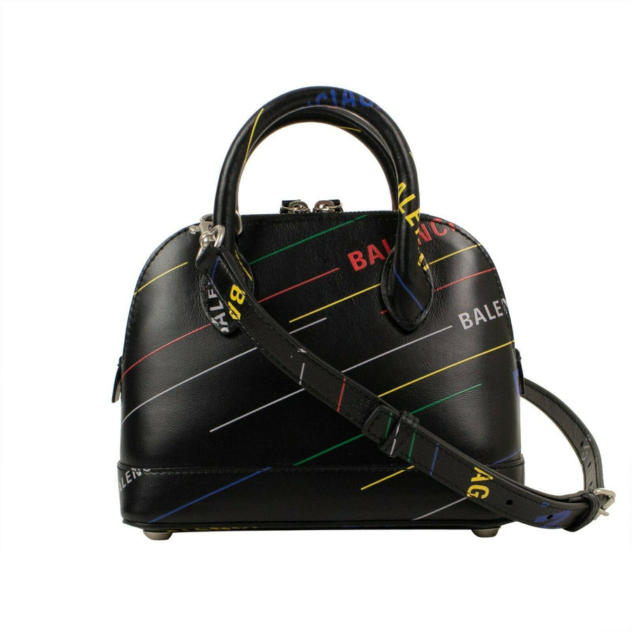 Leather Multi-Color Logo Ville Top Handle Mini Shoulder Bag - Black