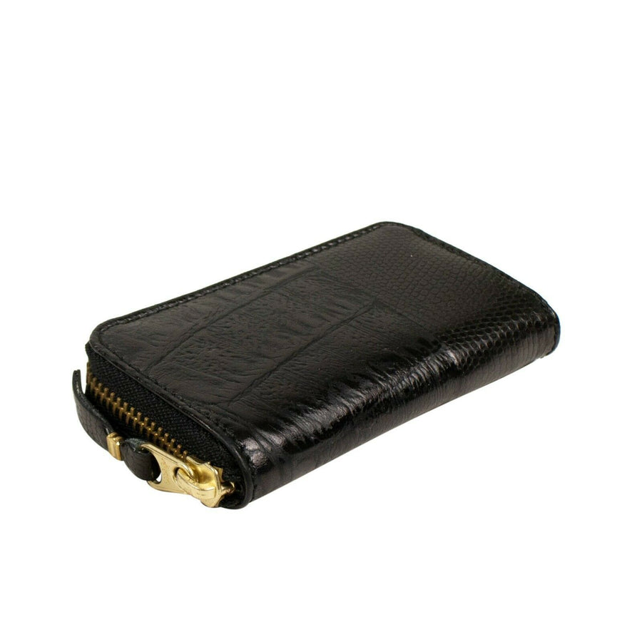 Animal Print Patchwork Mini Wallet Coin Purse - Black