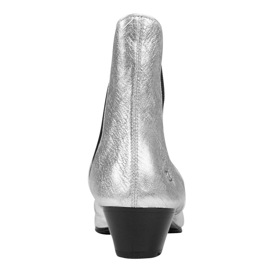 Laminated Lambskin Short Boots - Silver