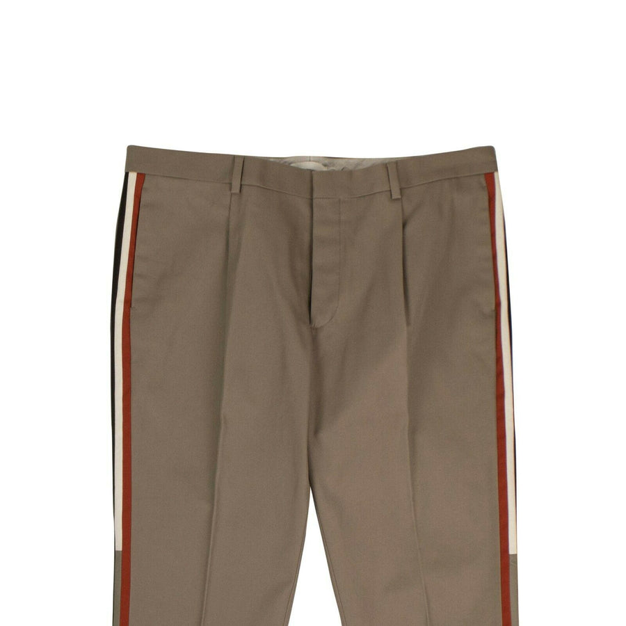 Side Striped Cotton Pants - Tan