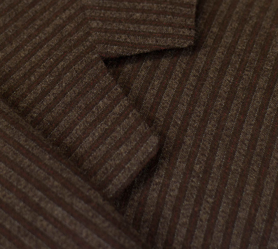 Drop 6 Striped Wool 2 Button Suit - Brown