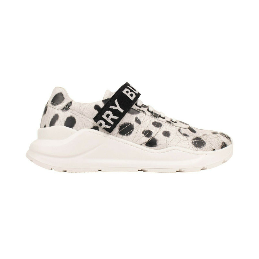 Spotted Animal Print Leather Sneakers - White