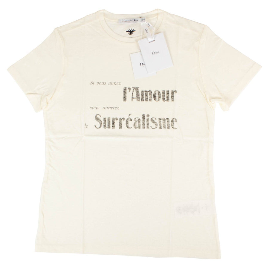 Cotton Blend 'Amour Surrealisme' Logo T-Shirt - Ivory