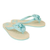 Flower Quilted Flip Flop Sandals - Blue / Ivory