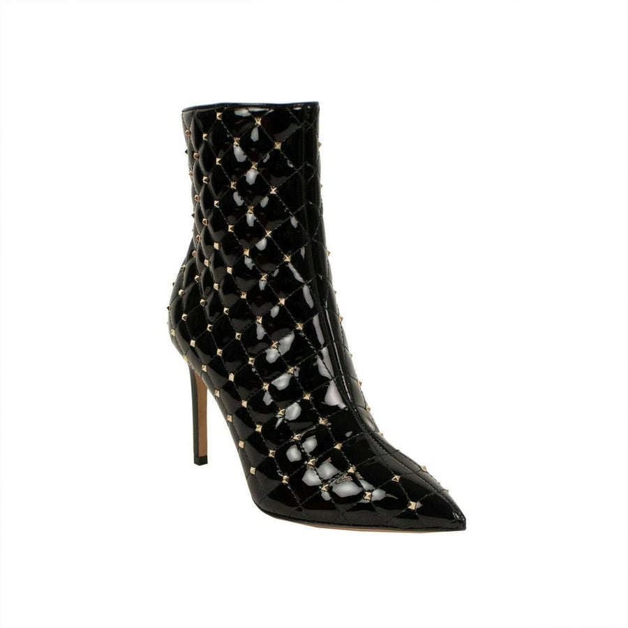 Leather 'Rockstud' Spike Ankle Boots - Black