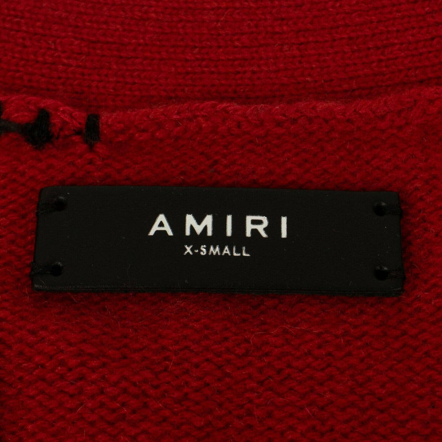 Rose Knit Cashmere Blend Cardigan Sweater  - Red/Black