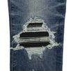 Cotton MX1 Leather Patch Skinny Jeans - Indigo Blue