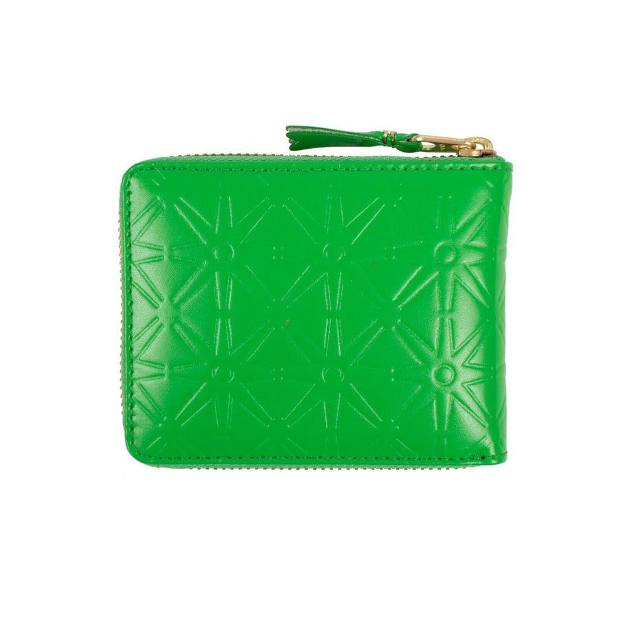 Leather Star Embossed Small Wallet - Green