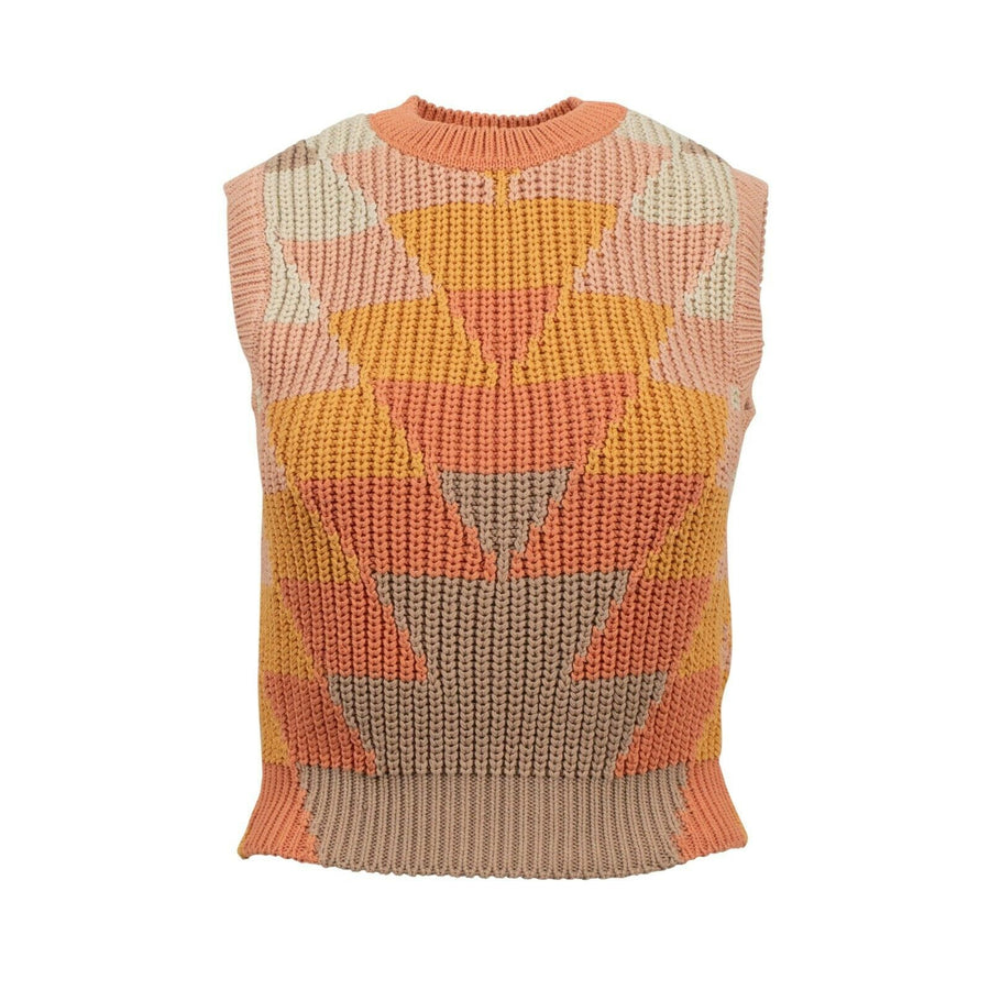 Geometric Knit Sweater Vest Top - Multi