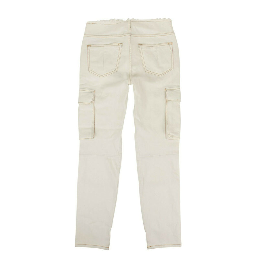 Lace Up Cargo Skinny Jeans Pants - White