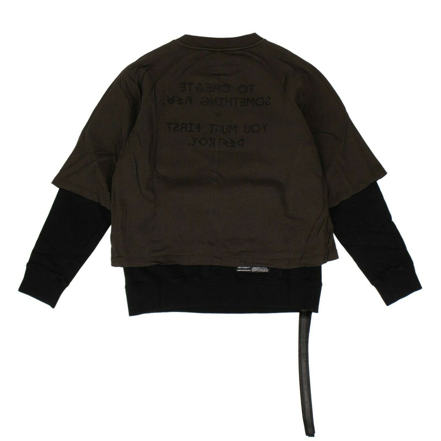 Cotton Layered Sweatshirt - Black And Brown