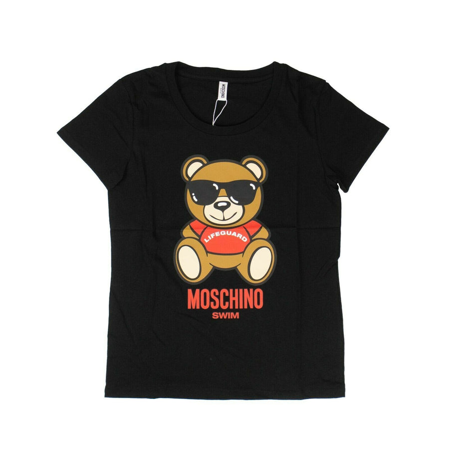 Bear Graphic Print Short Sleeve T-shirt -Black