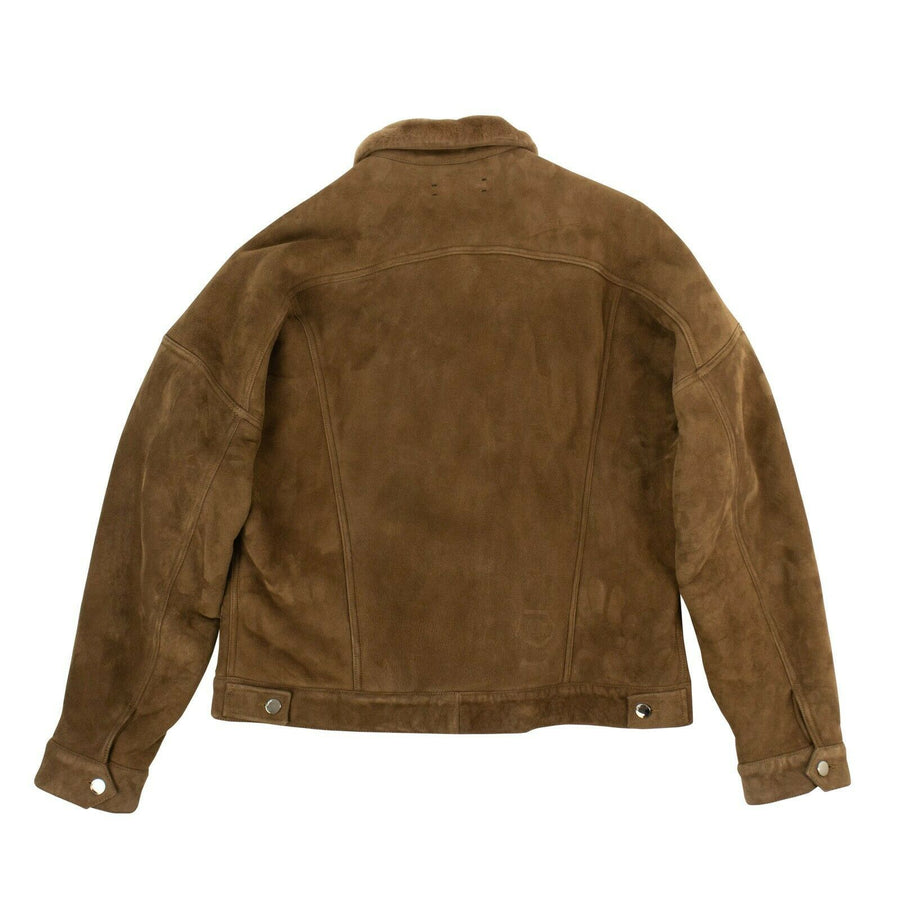 Suede Shearling Lined Over-Sized Trucker Jacket - Brown