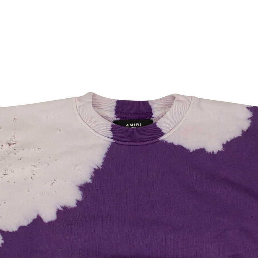 Bleached Oversized Crew-Neck Sweatshirt - Purple