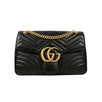 Medium Quilted GG Marmont Chevron Leather Shoulder Bag - Black