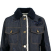 Butterfly Embroidered Shearling Lined Denim Jacket - Blue