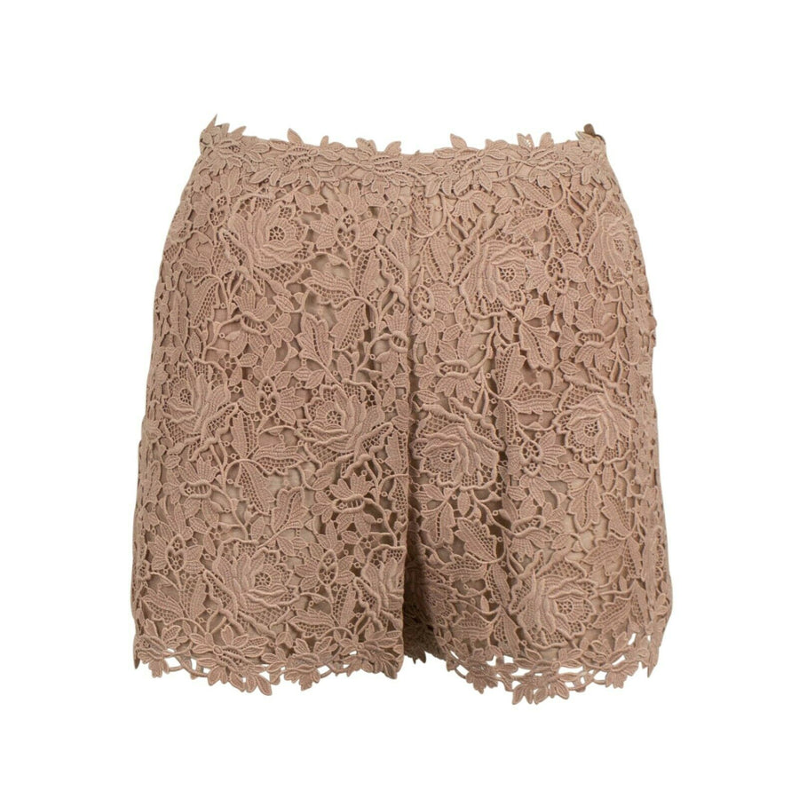 Floral Embroidered Shorts - Beige