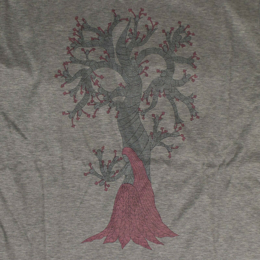 Cotton Tree Design On Back T-shirt - Gray / Pink